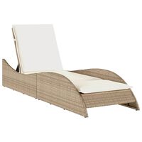 vidaXL Chaise longue avec coussin beige 60x205x73 cm résine tressée