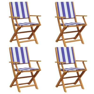 vidaXL Chaises de jardin pliantes lot de 4 tissu et bois massif