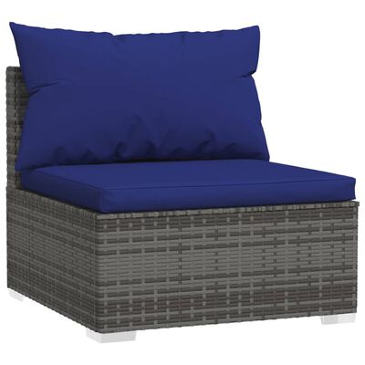 vidaXL Salon de jardin 7 pcs avec coussins Résine tressée Gris