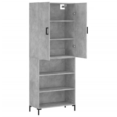 vidaXL Buffet haut Gris béton 69,5x34x180 cm Bois d'ingénierie