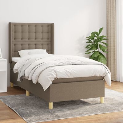 vidaXL Sommier à lattes de lit avec matelas Taupe 90x190 cm Tissu