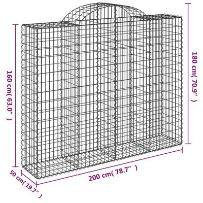 vidaXL Paniers à gabions arqués 30 pcs 200x50x160/180 cm Fer galvanisé