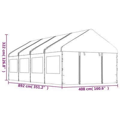 vidaXL Belvédère avec toit blanc 8,92x4,08x3,22 m polyéthylène