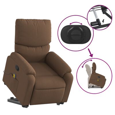 vidaXL Fauteuil de massage inclinable Marron Tissu