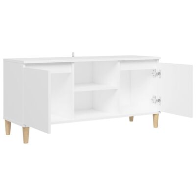 vidaXL Meuble TV avec pieds en bois massif Blanc 103,5x35x50 cm