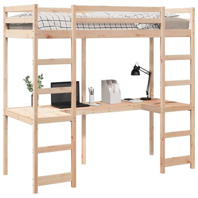 vidaXL Cadre de lit superposé avec bureau 90x200 cm bois de pin massif