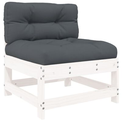 vidaXL Salon de jardin 7 pcs avec coussins blanc bois massif