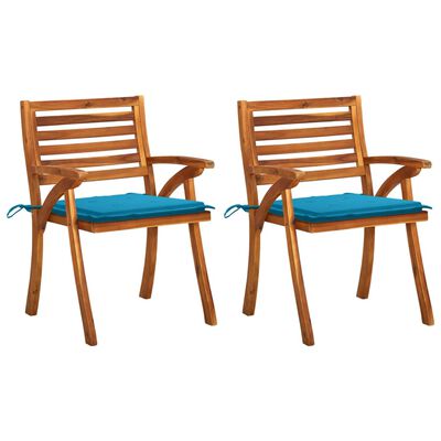 vidaXL Chaises à manger de jardin avec coussins lot de 2 Acacia massif