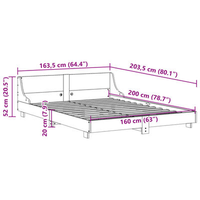 vidaXL Cadre de lit sans matelas cire marron 160x200cm bois pin massif