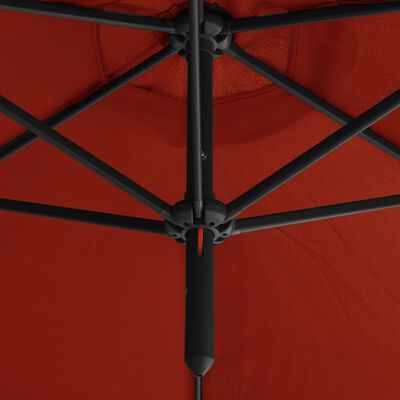 vidaXL Parasol de jardin double avec mât en acier terre cuite 600 cm