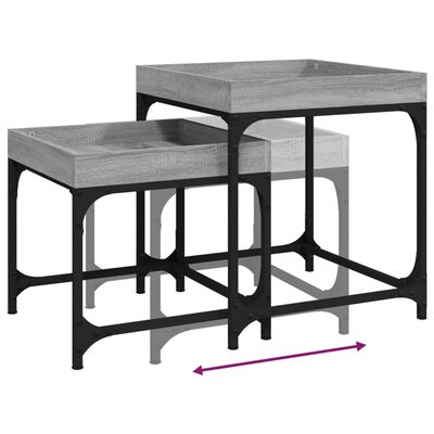 vidaXL Tables d'appoint 2 pcs Sonoma gris Bois d'ingénierie