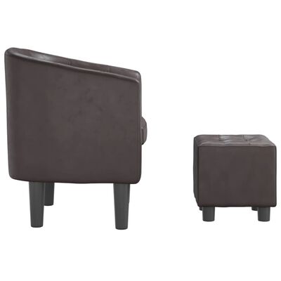 vidaXL Fauteuil avec repose-pied marron similicuir