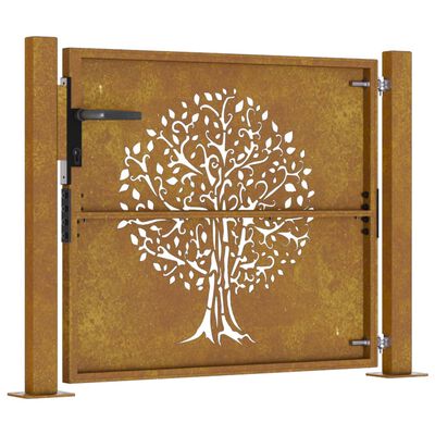 vidaXL Portail de jardin 105x105 cm acier corten conception de l'arbre