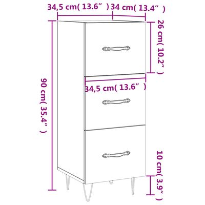 vidaXL Buffet blanc 34,5x34x90 cm bois d'ingénierie