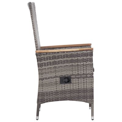 vidaXL Salon de jardin 3 pcs avec coussins Résine tressée Gris