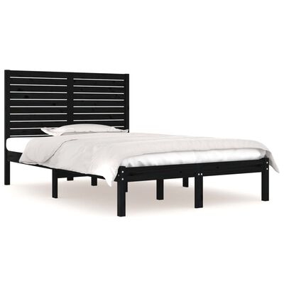 vidaXL Cadre de lit sans matelas noir 140x190 cm bois massif