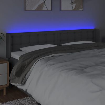 vidaXL Tête de lit à LED Gris foncé 203x16x78/88 cm Tissu