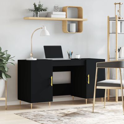 vidaXL Bureau noir 140x50x75 cm bois d'ingénierie