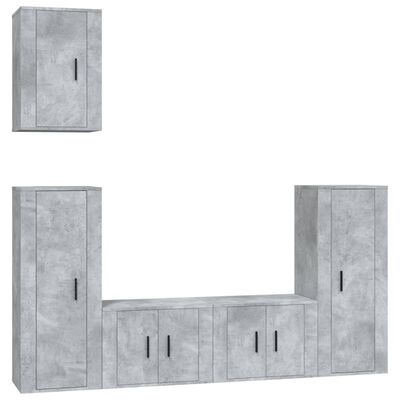 vidaXL Ensemble de meubles TV 5 pcs Gris béton Bois d'ingénierie