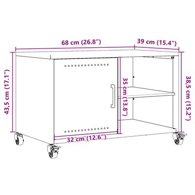 vidaXL Meuble TV jaune moutarde 68x39x43,5 cm acier