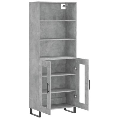 vidaXL Buffet haut Gris béton 69,5x34x180 cm Bois d'ingénierie