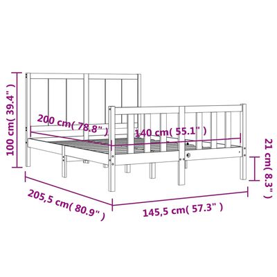 vidaXL Cadre de lit sans matelas blanc 140x200 cm bois de pin massif