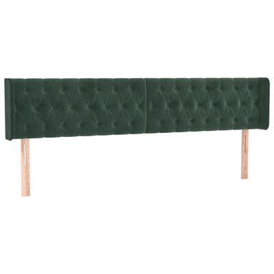 vidaXL Tête de lit avec oreilles Vert foncé 203x16x78/88 cm Velours