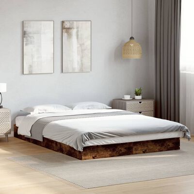 vidaXL Cadre de lit sans matelas chêne fumé 120x200 cm bois ingénierie