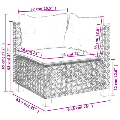 vidaXL Salon de jardin 6 pcs avec coussins noir résine tressée