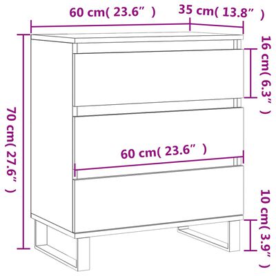 vidaXL Buffet Sonoma gris 60x35x70 cm Bois d'ingénierie