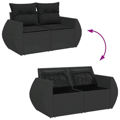 vidaXL Salon de jardin 11 pcs avec coussins noir résine tressée