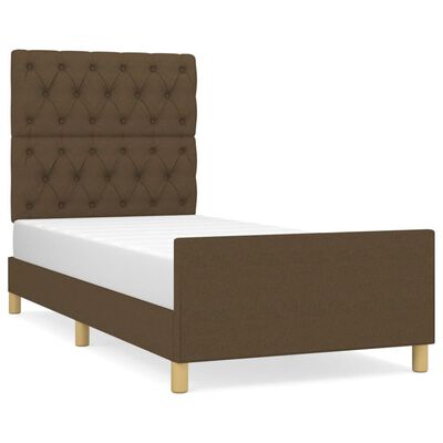 vidaXL Cadre de lit avec tête de lit marron foncé 80x200 cm Tissu