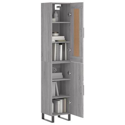 vidaXL Buffet haut Sonoma gris 34,5x34x180 cm Bois d'ingénierie