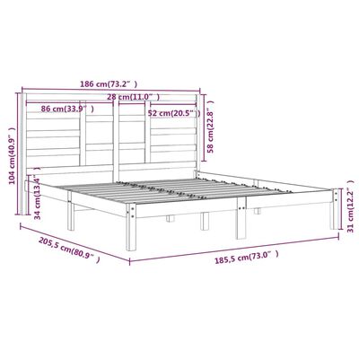 vidaXL Cadre de lit sans matelas bois massif 180x200 cm