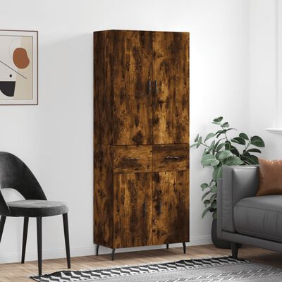 vidaXL Buffet haut Chêne fumé 69,5x34x180 cm Bois d'ingénierie