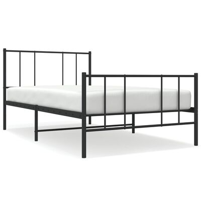 vidaXL Cadre de lit métal sans matelas avec pied de lit noir 100x190cm