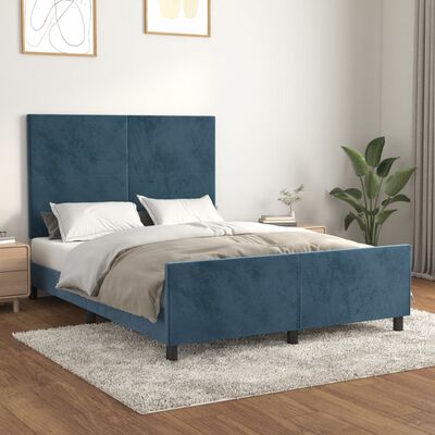 vidaXL Cadre de lit sans matelas bleu foncé 140x190 cm velours