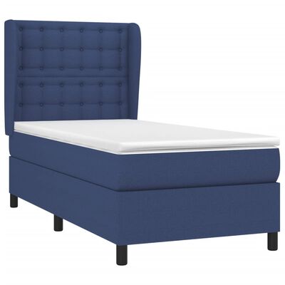 vidaXL Sommier à lattes de lit avec matelas Bleu 90x200 cm Tissu