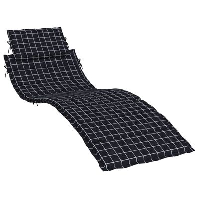 vidaXL Coussin de chaise longue motif à carreaux noir tissu oxford