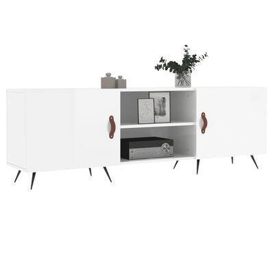 vidaXL Meuble TV blanc brillant 150x30x50 cm bois d'ingénierie