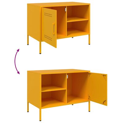 vidaXL Meuble TV jaune moutarde 68x39x50,5 cm acier