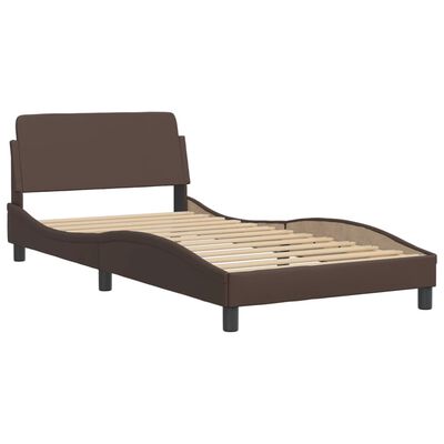 vidaXL Lit avec matelas marron 100x200 cm similicuir