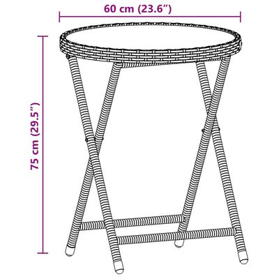 vidaXL Ensemble de bistro avec coussins 3 pcs beige rotin et verre