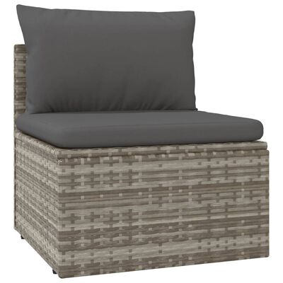 vidaXL Salon de jardin 7 pcs avec coussins Gris Résine tressée