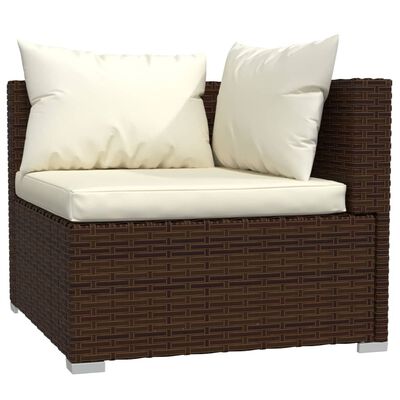 vidaXL Salon de jardin 8 pcs avec coussins résine tressée marron