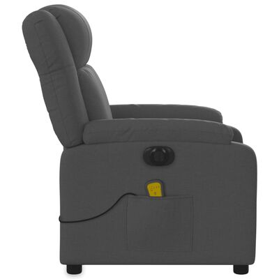 vidaXL Fauteuil inclinable de massage électrique gris foncé tissu