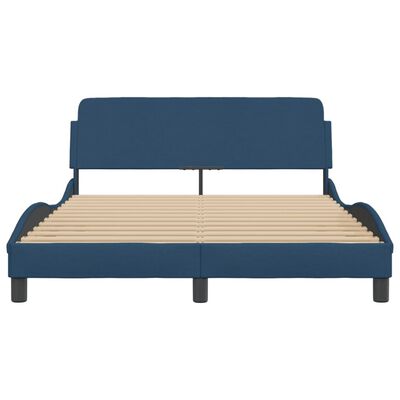 vidaXL Cadre de lit avec tête de lit sans matelas bleu 120x200cm tissu