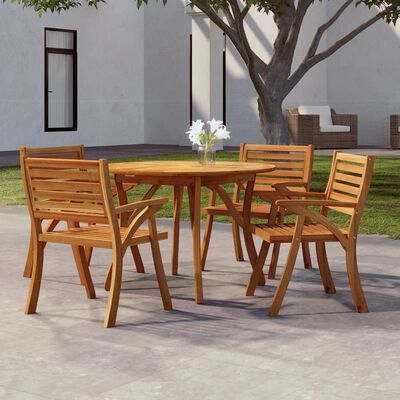 vidaXL Table de jardin Ø 110 cm Bois d'acacia solide