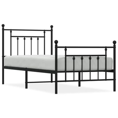 vidaXL Cadre de lit métal sans matelas avec pied de lit noir 90x190 cm