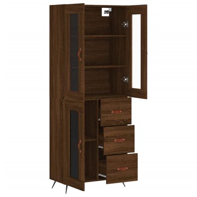 vidaXL Buffet haut Chêne marron 69,5x34x180 cm Bois d'ingénierie